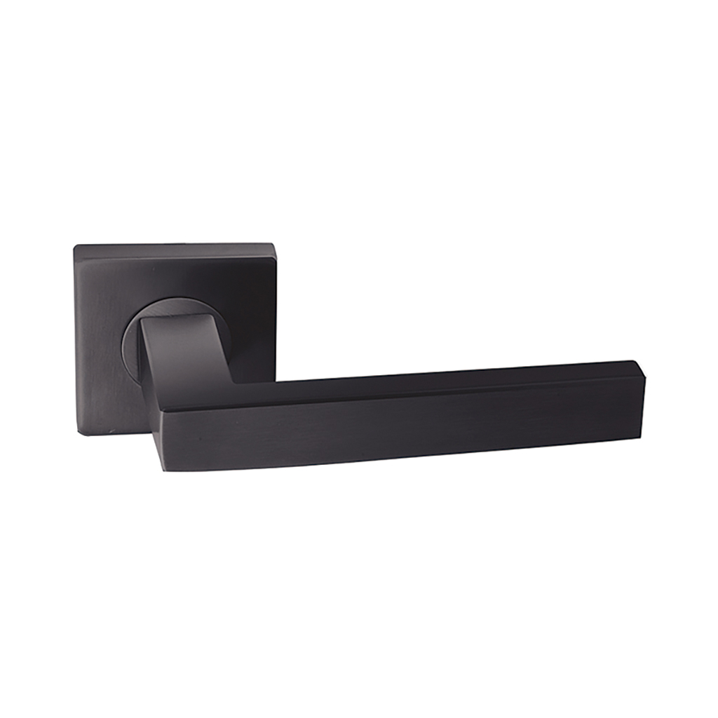 JUEGO MANIVELA ROSETA CUADRADA INOX QDC01, NEGRO