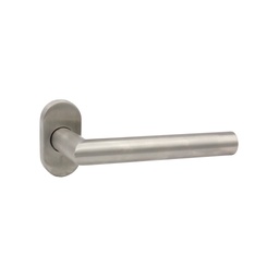[QDT-03V] JUEGO ROSETA OVALDA C/MANETA TUBULAR L RECTA INOX